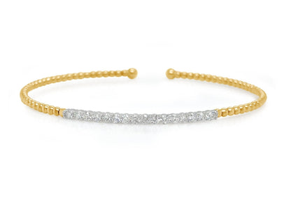 Bracelet 18k Yellow-White Gold &amp; Diamonds Open Cuff