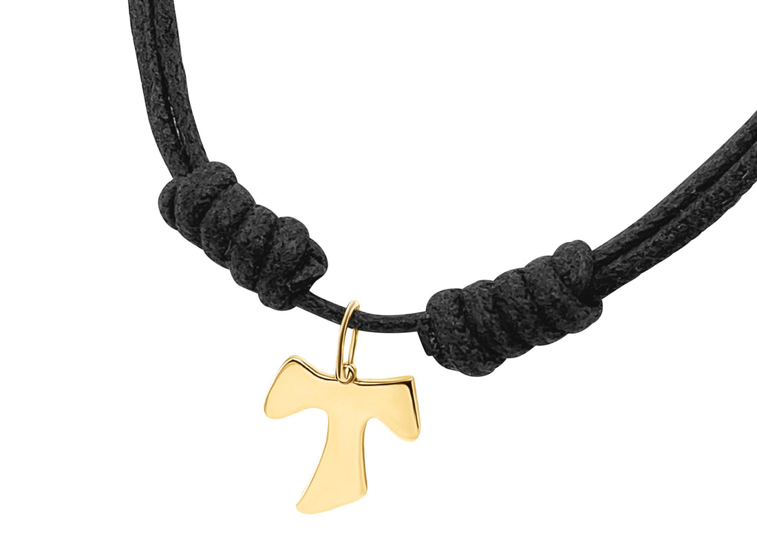 Pendant TAO Cross 14k Yellow Gold with Leather