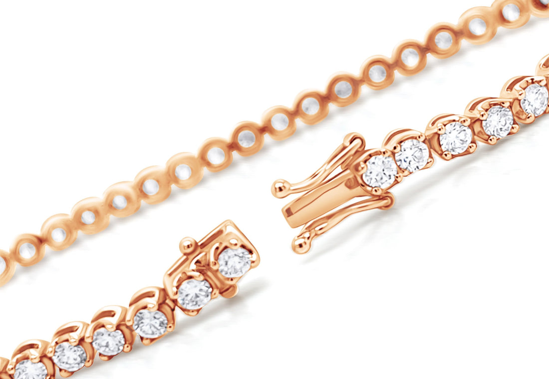 Bracelet Tennis 18k Rose Gold &amp; 52 Diamonds 3.01 carats