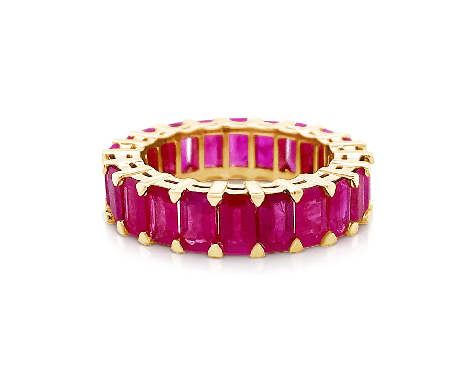 Eternity Ring 18k Gold Emerald Cut Ruby