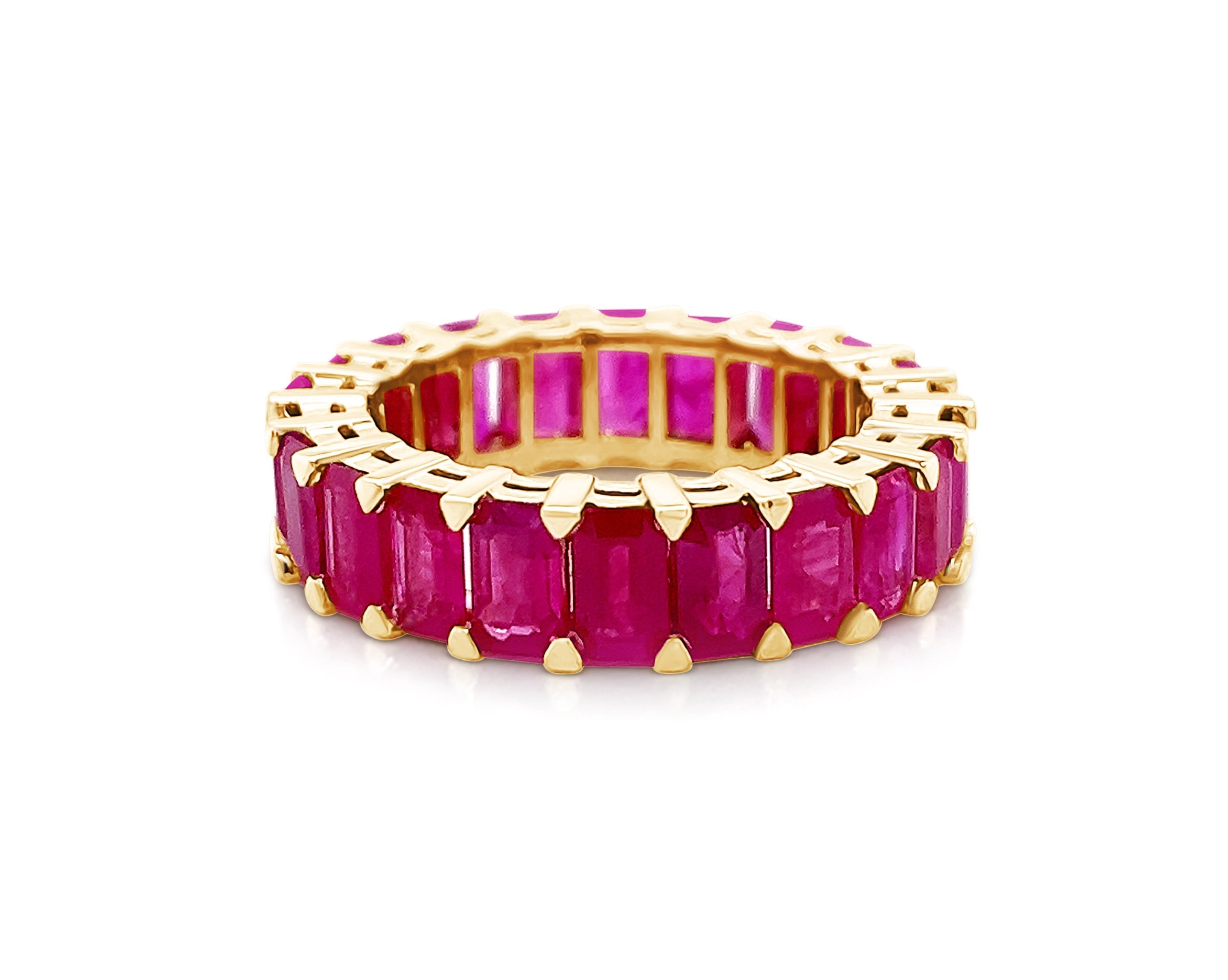 Eternity Ring 18k Gold Emerald Cut Ruby