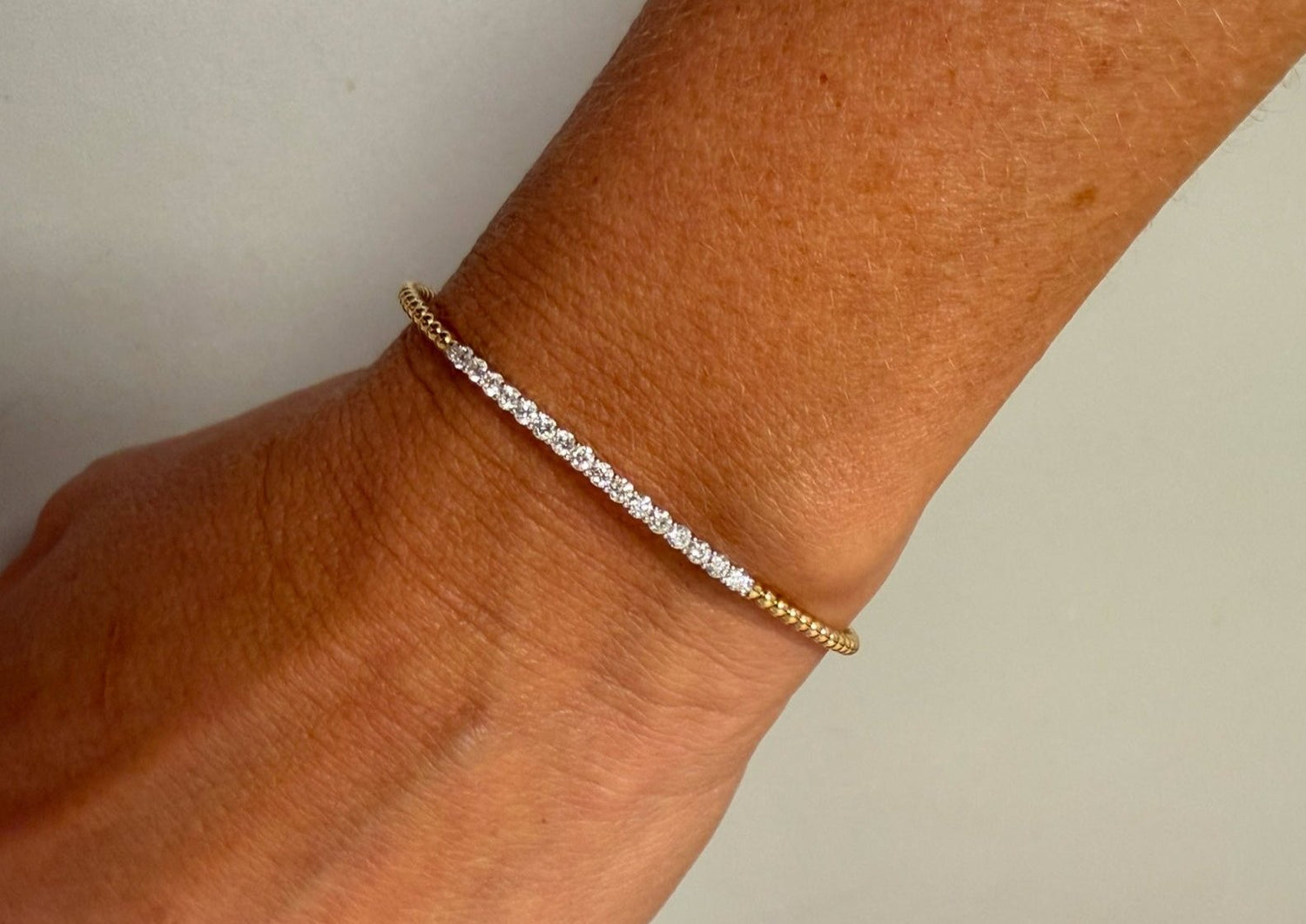 Bracelet 18k Yellow-White Gold &amp; Diamonds Open Cuff