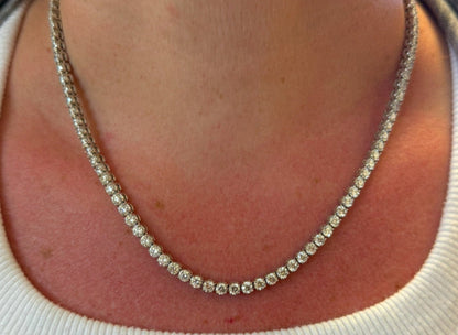 Necklace 18k Gold Tennis Round Diamonds 15.06cts