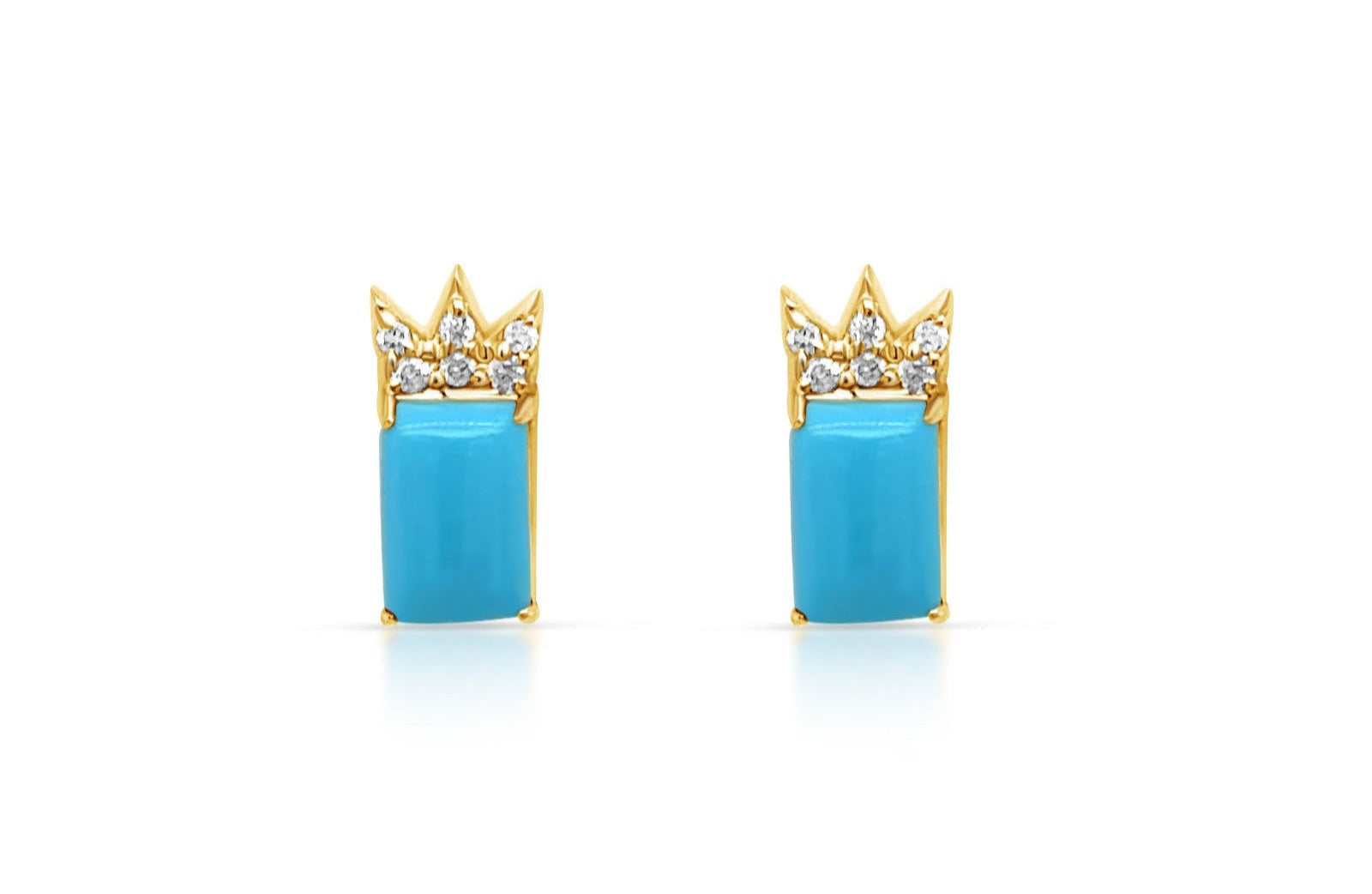 Earrings 14k Gold Turquoise &amp; Diamonds