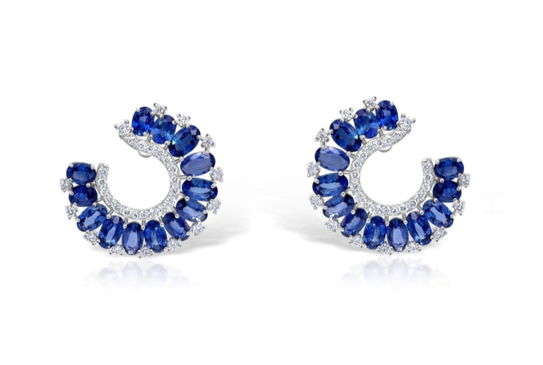 Earrings 18k Gold Look-At-Me Sapphire &amp; Diamonds