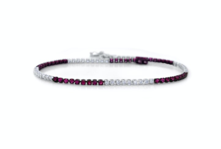 Bracelet 18k Gold Tennis Rubies &amp; Diamonds