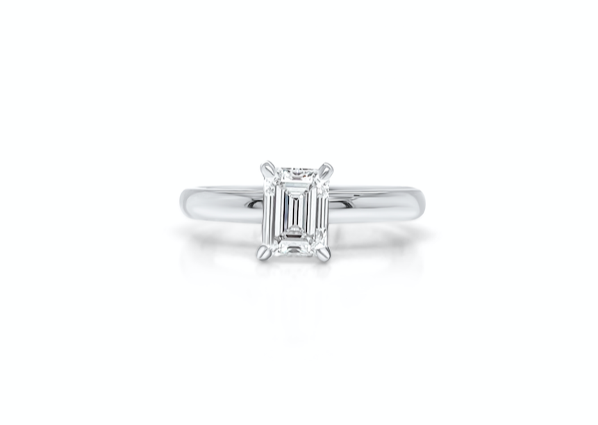 Ring Platinum GIA Solitaire Emerald Cut Diamond 1.01 cts H SI2