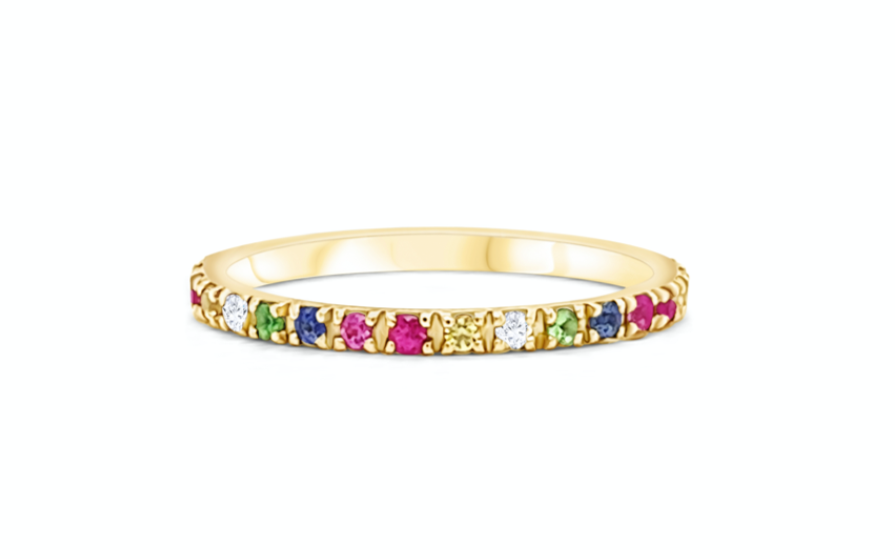 Eternity Ring Multicolor Sapphires &amp; 14k Yellow Gold