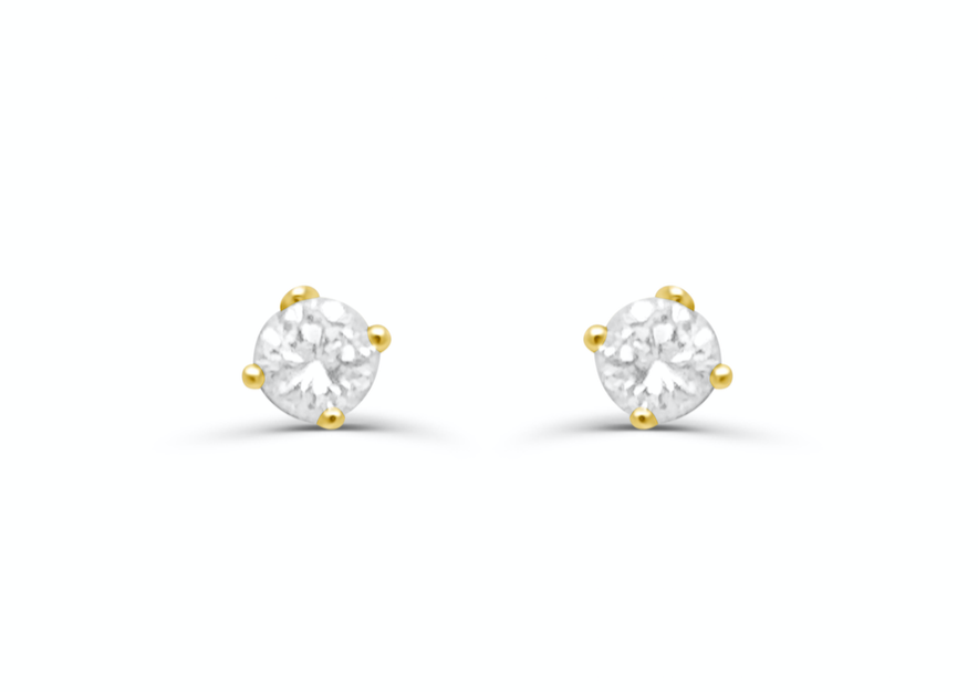 Mini Earrings 14k Gold Diamonds Round Studs