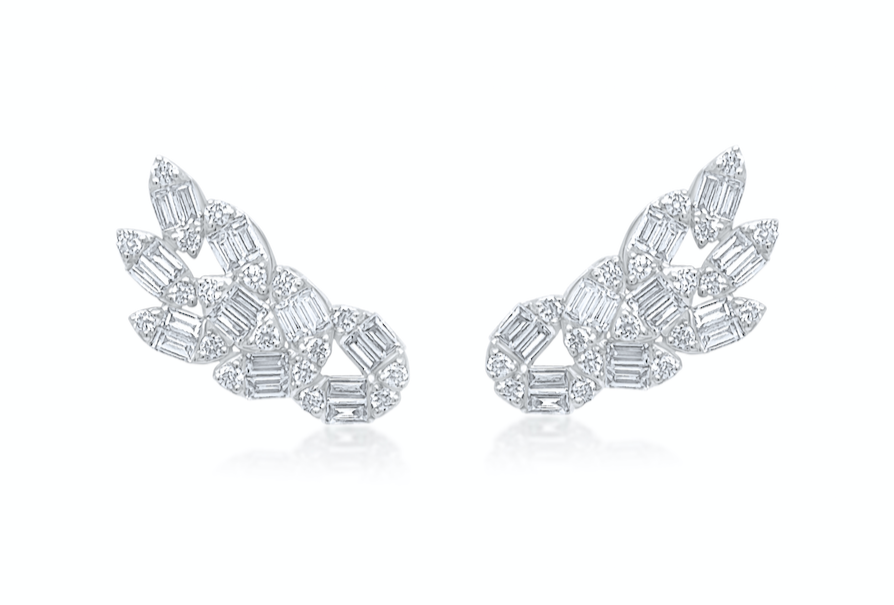 Earrings 18kt White Gold Climber with Diamonds