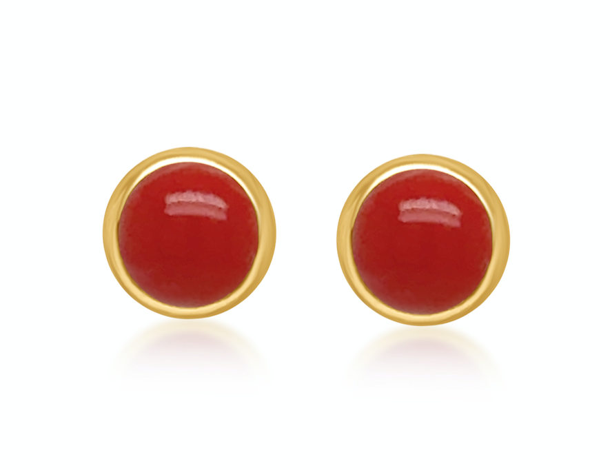 Mini Earrings 18k Gold Coral Studs