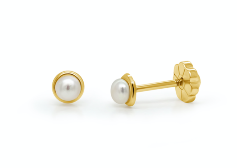 Mini Earrings 18k Gold Pearl Studs