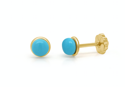 Mini Earrings 18k Gold Turquoise Studs