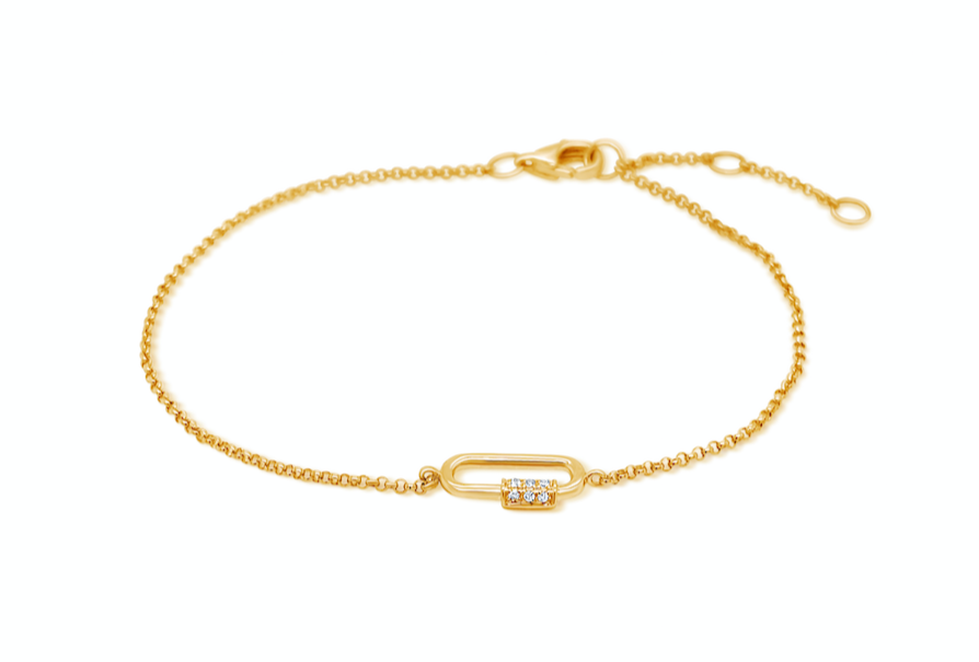 Bracelet 14k Gold Chain Clasp with Diamond