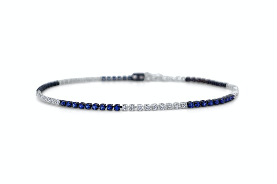 Bracelet 18k Gold Tennis Sapphires &amp; Diamonds