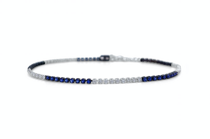 Bracelet 18k Gold Tennis Sapphires &amp; Diamonds