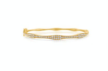 Bracelet 18k Yellow Gold Curved Diamonds Bangle