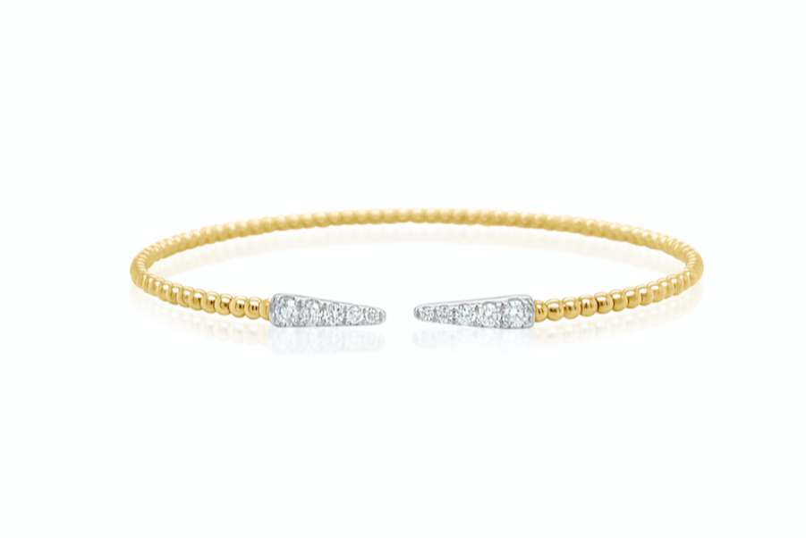 Bracelet 18k Yellow-White Gold &amp; Diamonds Open Cuff