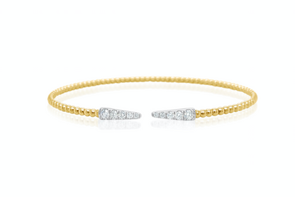 Bracelet 18k Yellow-White Gold &amp; Diamonds Open Cuff