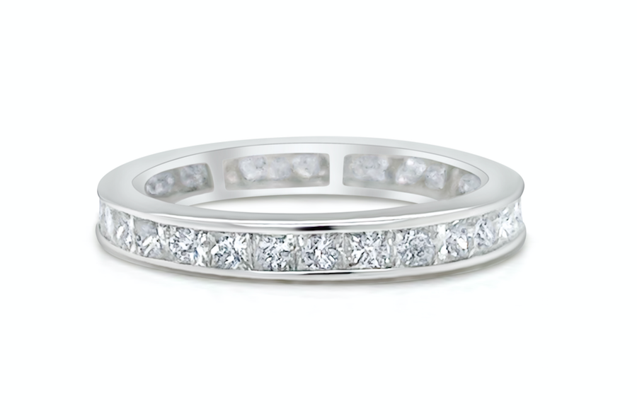 Ring 18k White Gold &amp; Princess Cut Diamonds (0.98 carats) Eternity