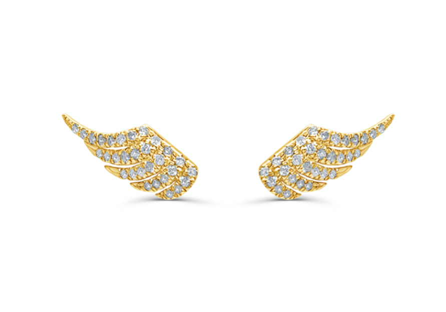 Earrings Wings 14k Yellow Gold &amp; Diamonds