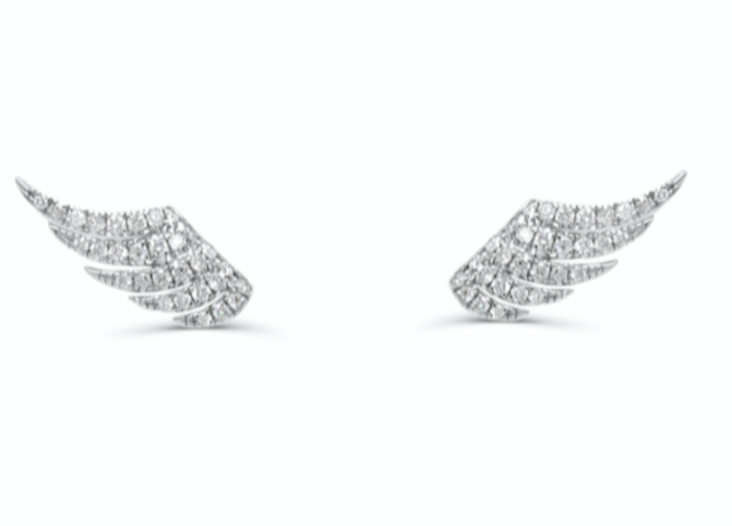 Earrings Wings 14k White Gold &amp; Diamonds