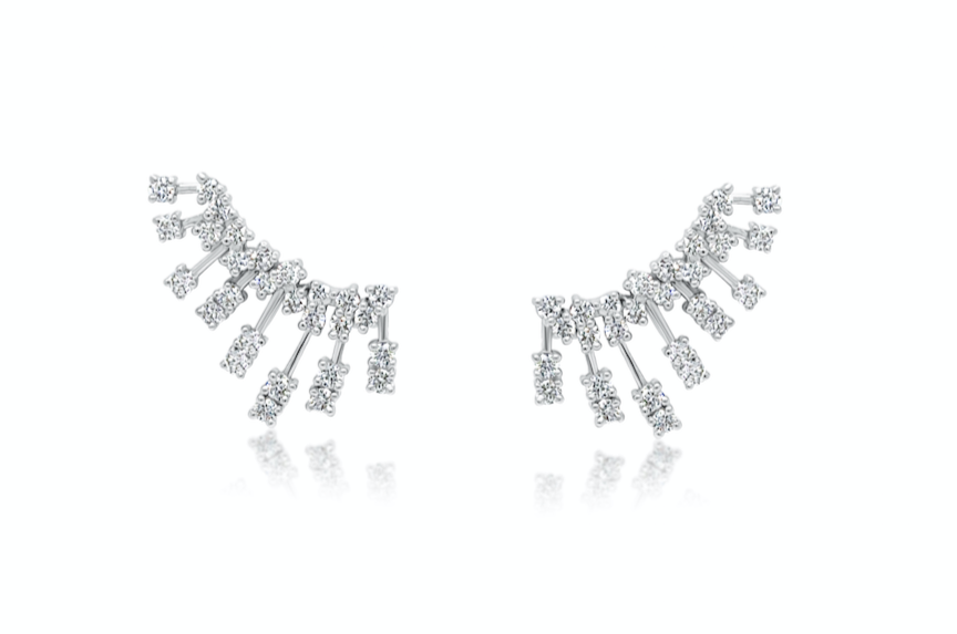 Earrings 14k Gold Climber Round Diamonds Stardusts