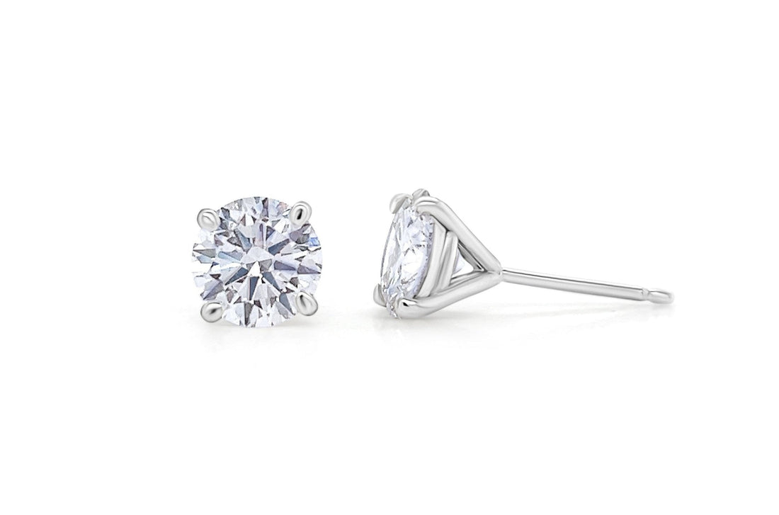 Earrings 2.14cts Natural Round Diamonds 18kt Gold Studs CGL