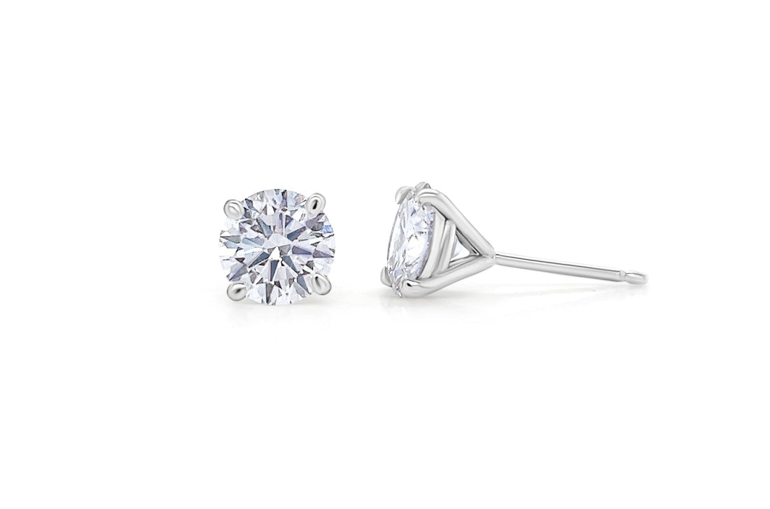 Earrings 1.20cts Natural Round Diamonds 18k Gold Studs GIA