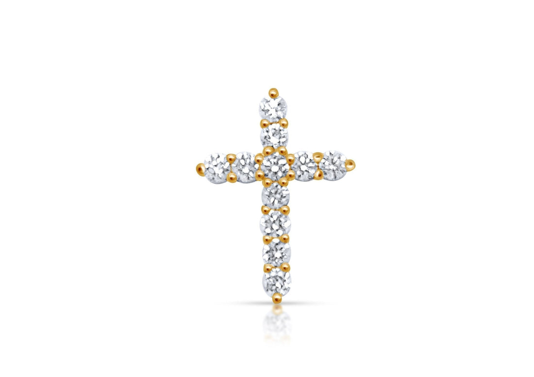 Pendant 18k Gold &amp; Round Diamonds Small Cross