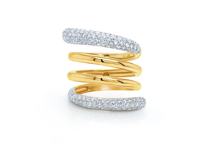 Ring Spiral Yellow Round Gold &amp; Diamonds