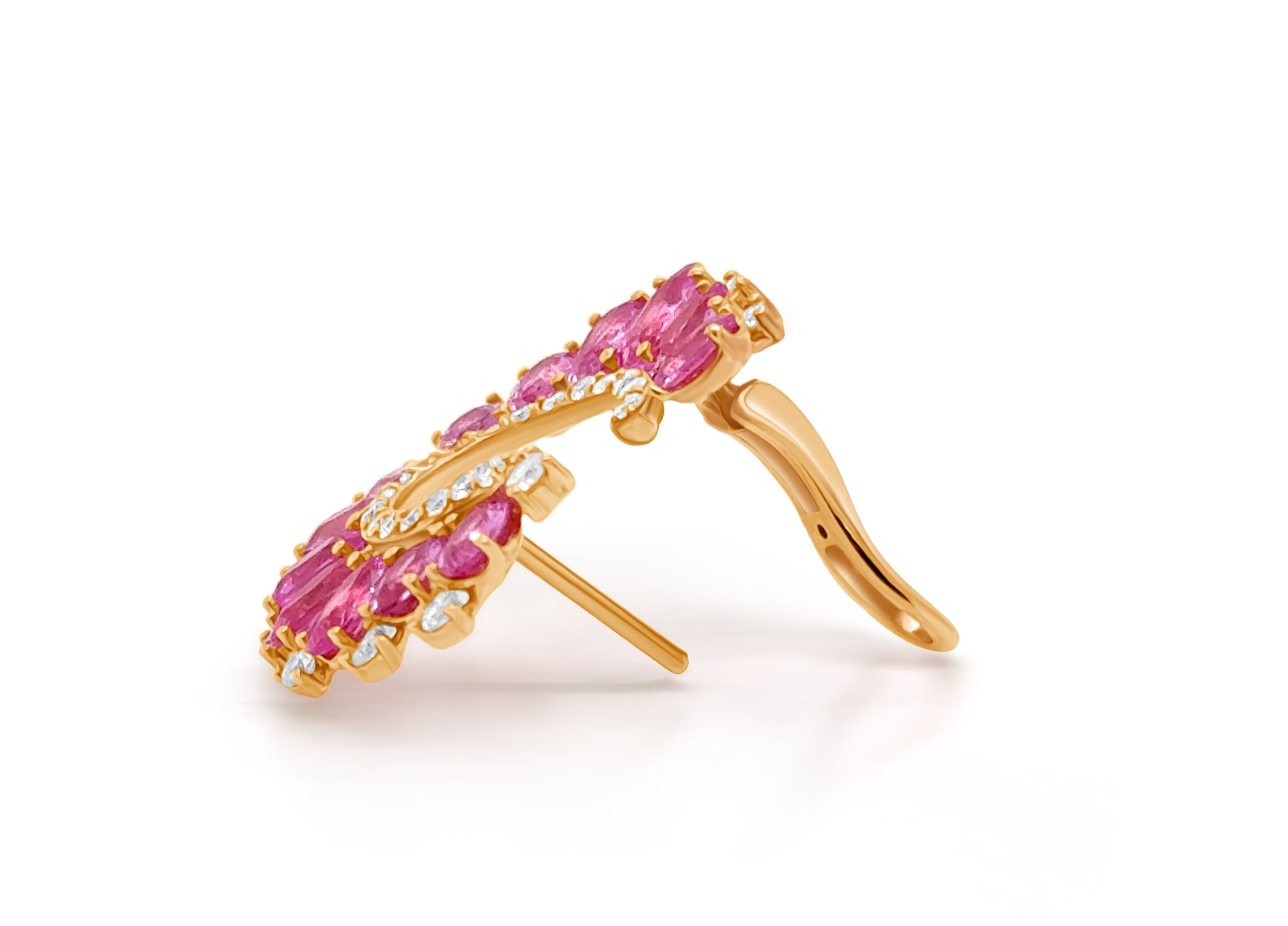 Earrings 18k Gold Look-At-Me Pink Sapphire &amp; Diamonds