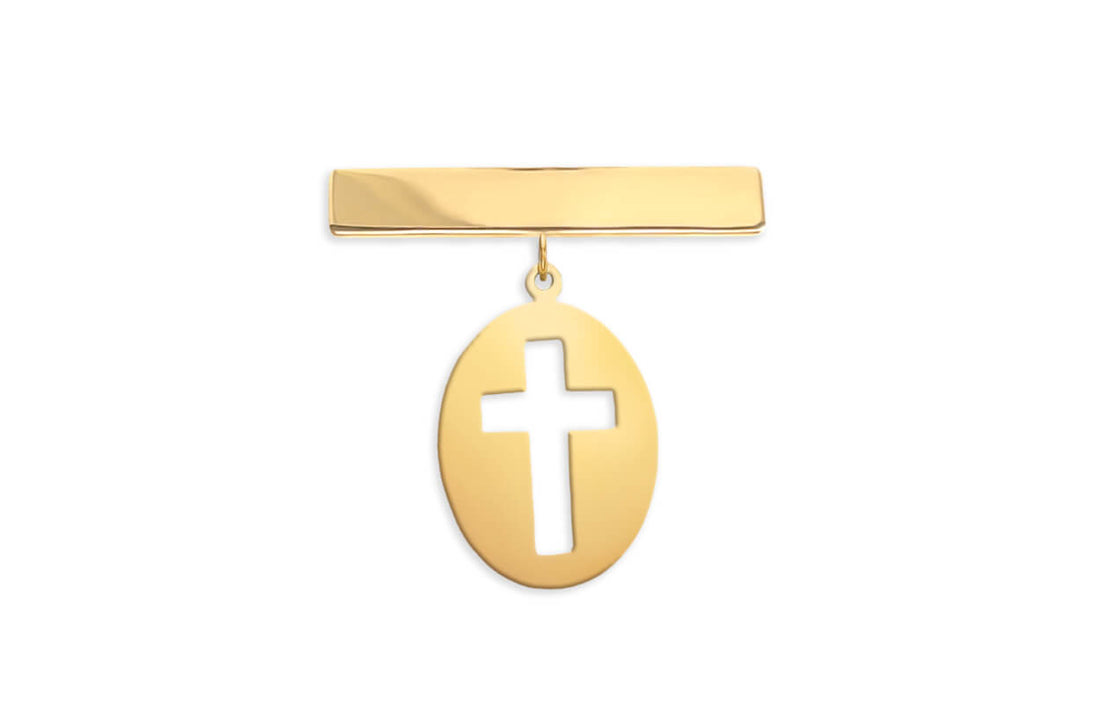 Medal 18kt Gold Criss Cross &amp; Safety Pin