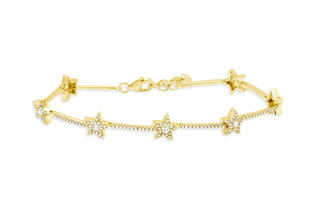 Bracelet 14kt Gold Stars &amp; Diamonds
