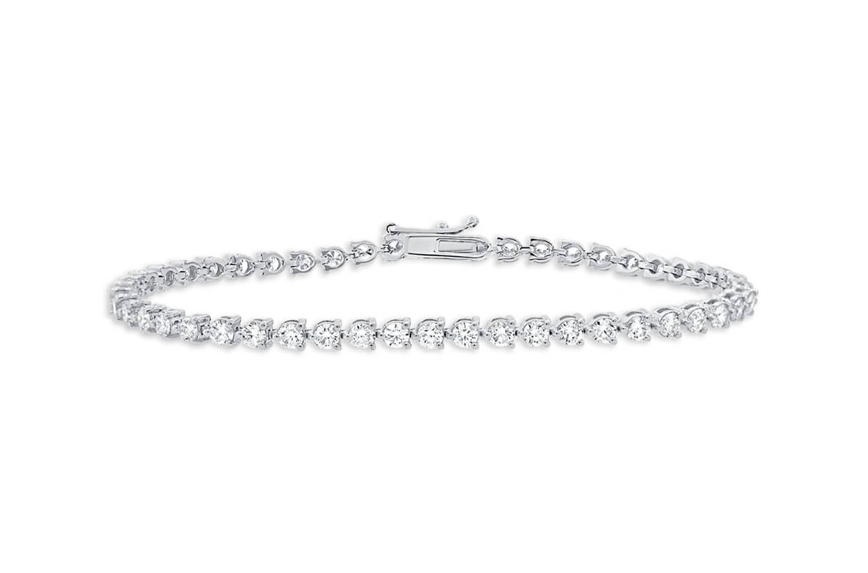 Bracelet 18kt White Gold Tennis with 3-Prongs 83 Diamonds