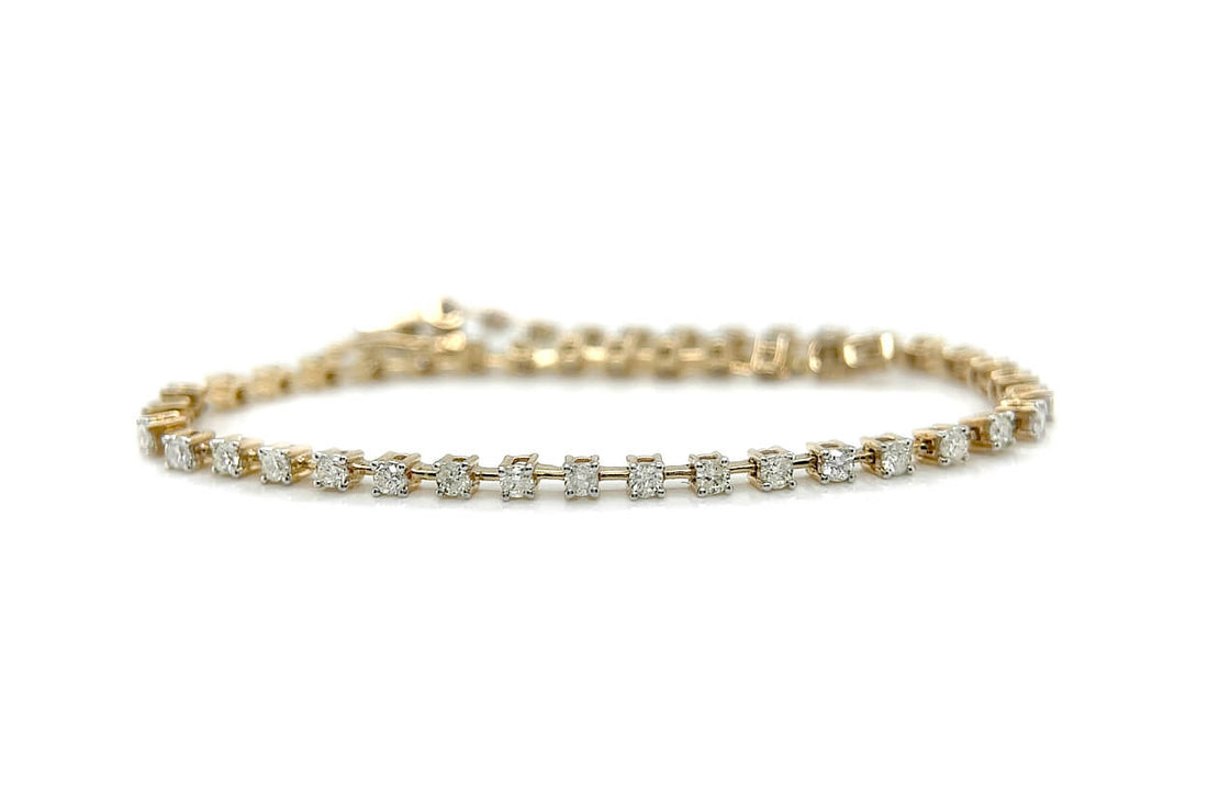 Bracelet 14kt Yellow Gold &amp; Diamonds Bar Tennis