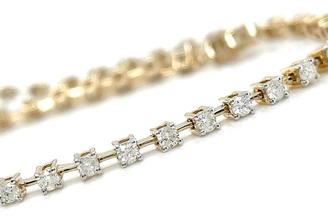 Bracelet 14kt Yellow Gold &amp; Diamonds Bar Tennis