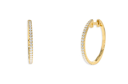 Earrings 18kt Gold Medium Huggies &amp; Diamonds