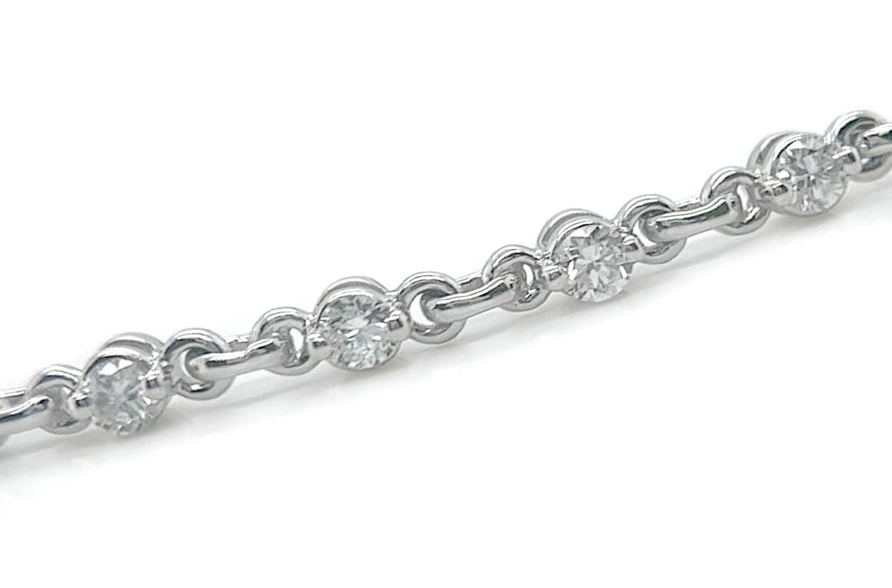 Bracelet 14kt Gold Round Diamonds &amp; Chain