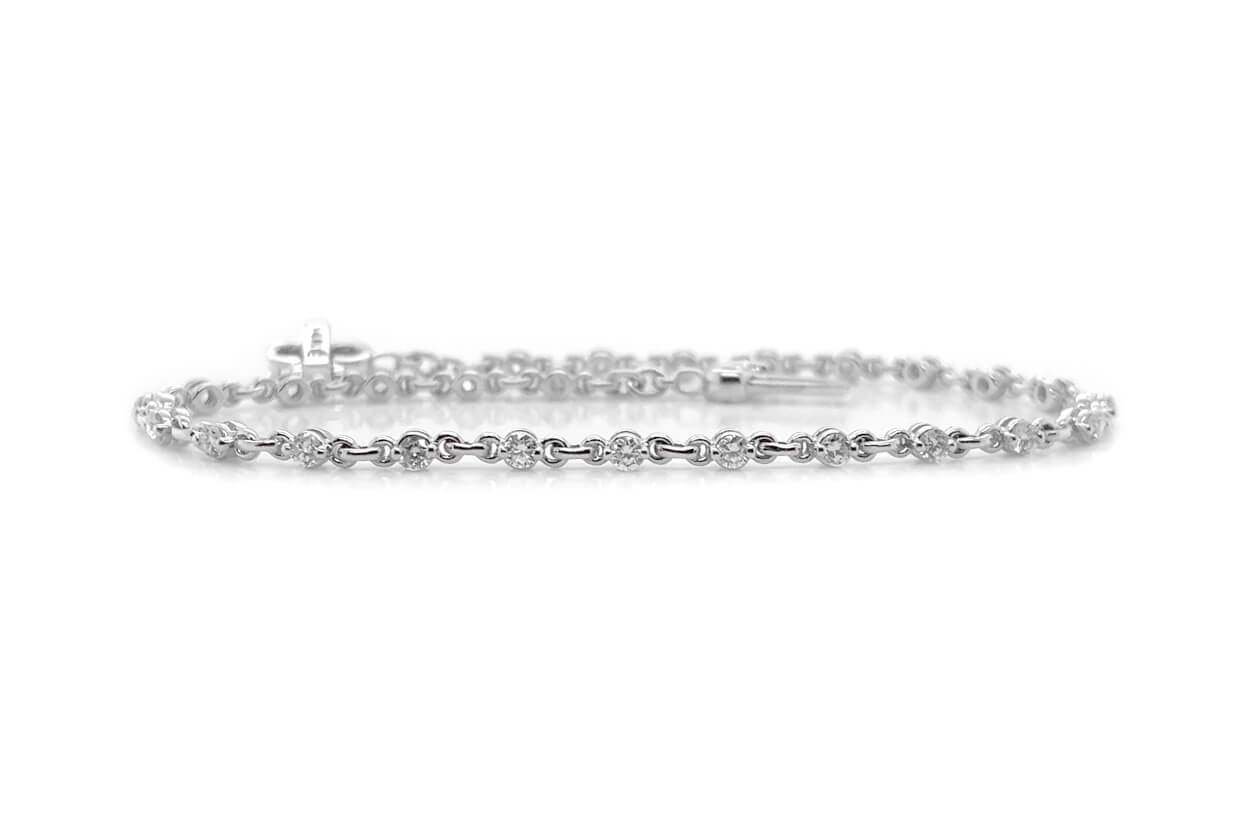 Bracelet 14kt Gold Round Diamonds &amp; Chain