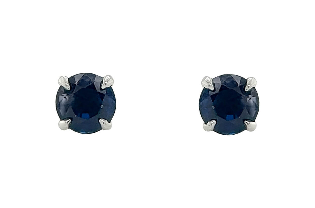 Earrings 18kt Gold 4 Prongs Blue Sapphires Studs