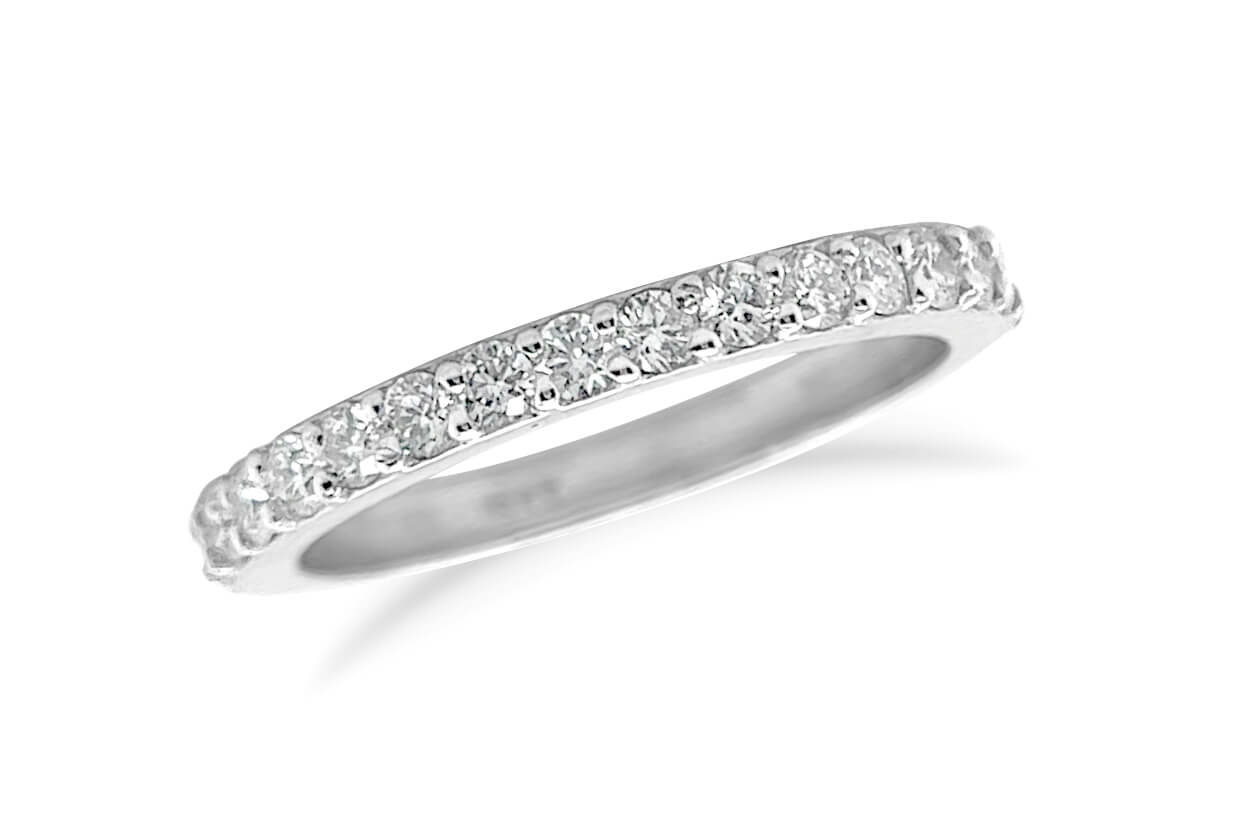 Ring 18k White Gold Half Diamond Band 0.30 carats