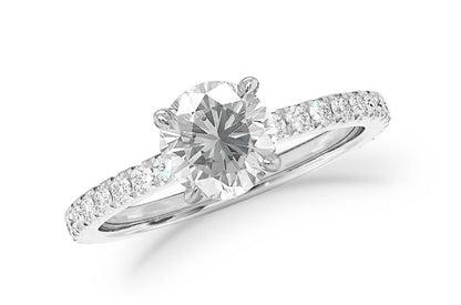Ring 18kt Gold GIA Solitaire 1.00cts &amp; Pave Diamonds
