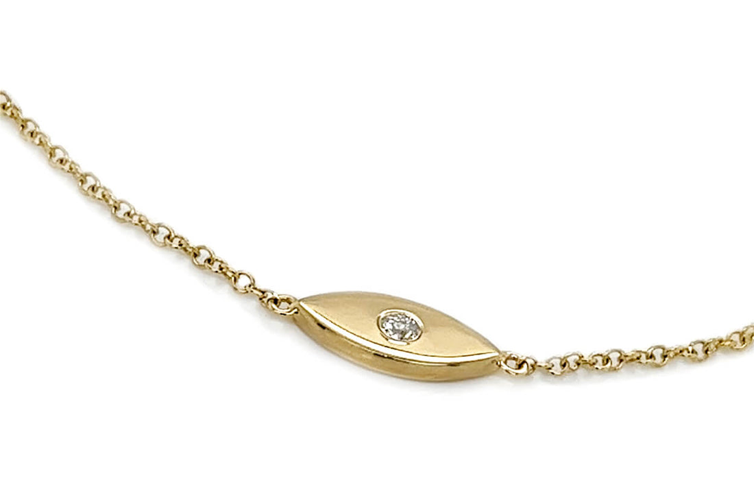 Bracelet 14kt Gold Chain Evil Eye with &amp; Diamond