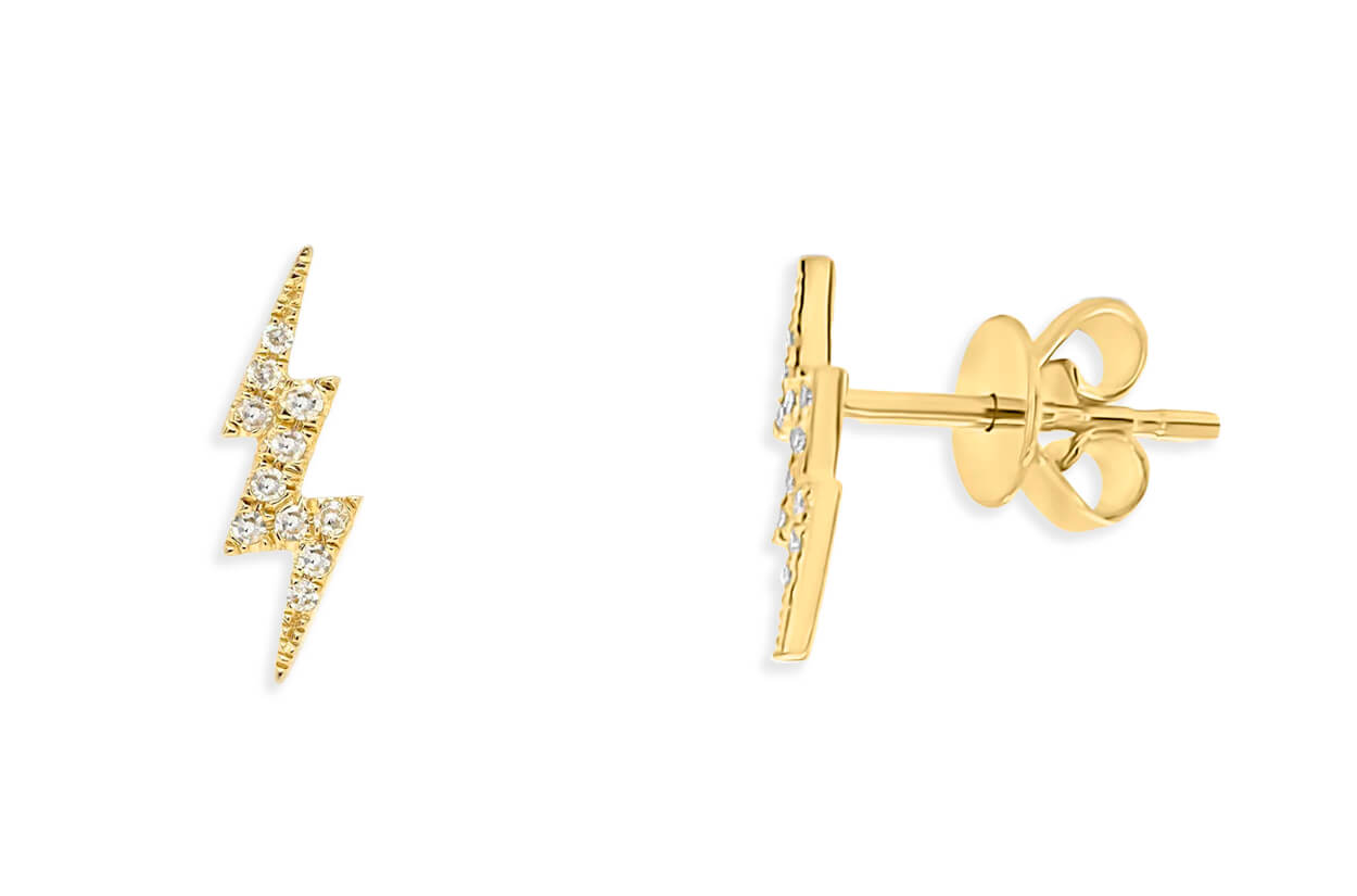 Earrings 14kt Gold Bolts &amp; Diamonds Studs