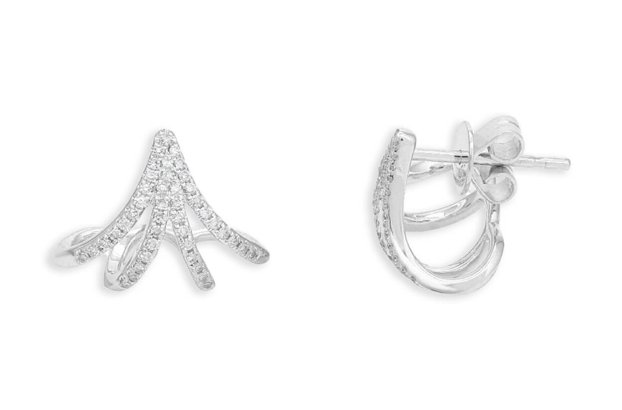 Earrings 14kt White Gold Lobe Stud Claw &amp; Diamonds