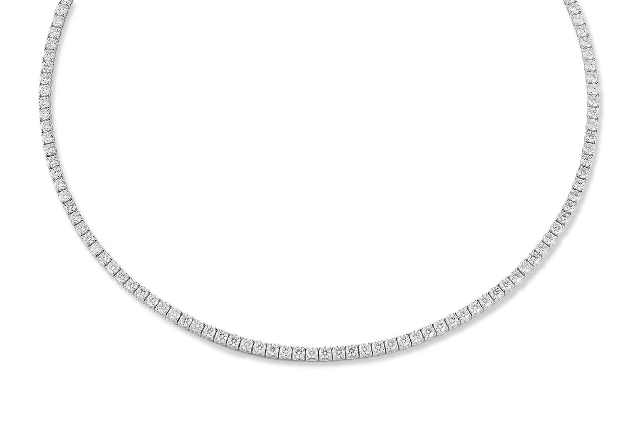 Necklace 18kt Gold Round Diamonds 10.55 cts Tennis