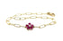 Bracelet 14kt Gold Paper Clip & Ruby Flower - Diamond Tales Fine Jewelry