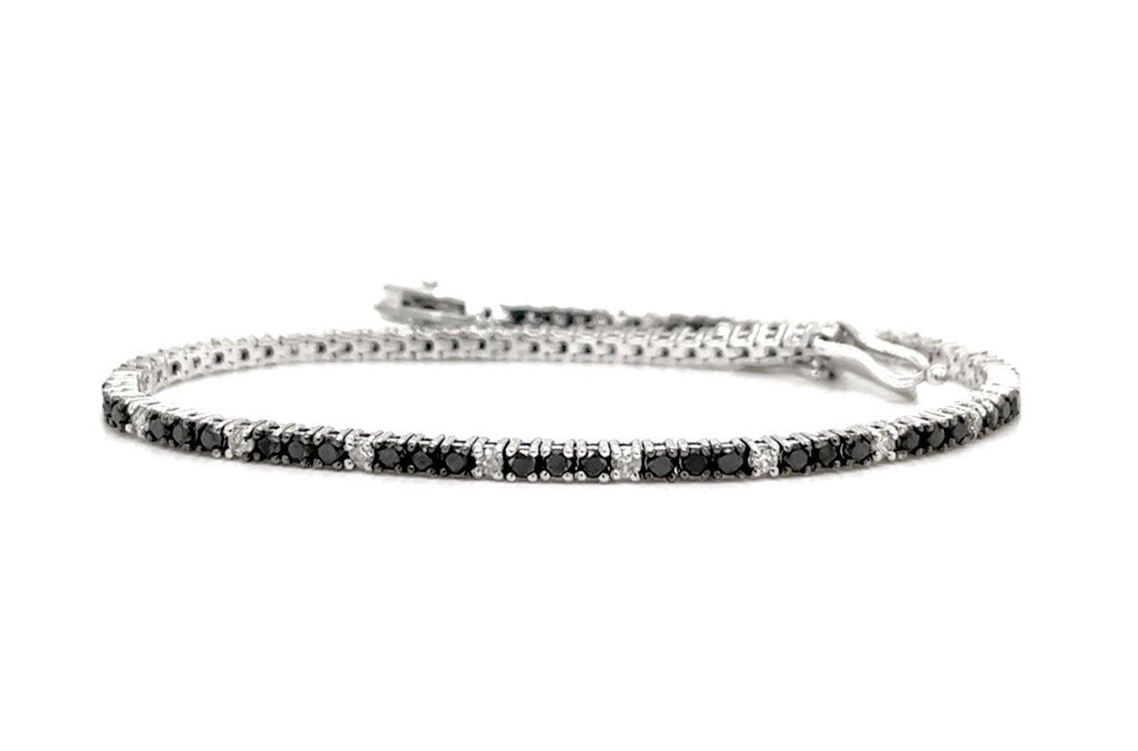 Bracelet 14kt Gold Tennis Black &amp; White Diamonds - Diamond Tales Fine Jewelry