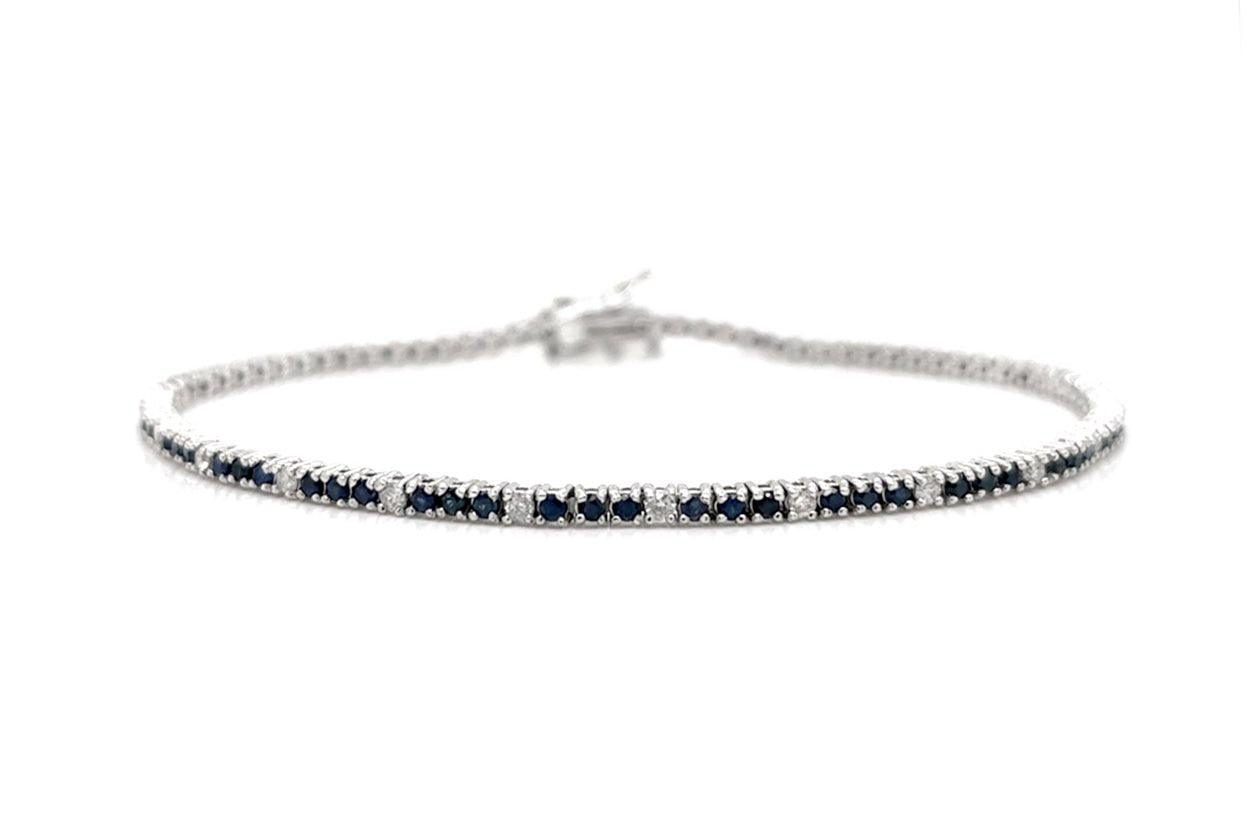 Bracelet 14kt Gold Tennis Sapphires &amp; Diamonds - Diamond Tales Fine Jewelry